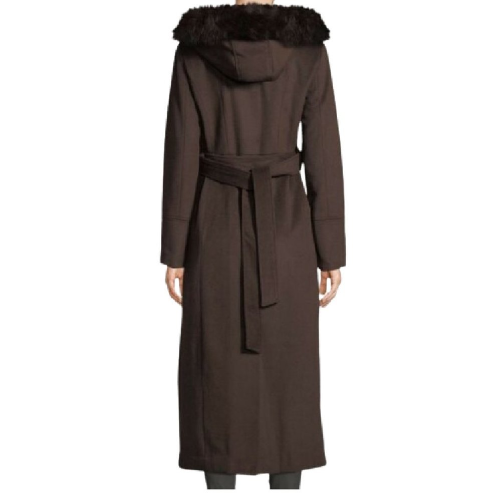 NWT Elegant Ellen Tracy Wool Blend Coat Blue Fox Trim 4 - Picture 2 of 2